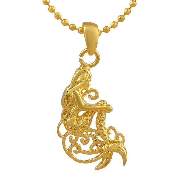 Missmister Pack Of 12 Gold Plated Jalpari Mermaid Fashion Chain Pendant   - PCOM4432
