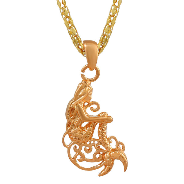 Missmister Pack Of 12 Silver Gold  Plated Jalpari Mermaid Fashion Chain Pendant   - PCOM4434