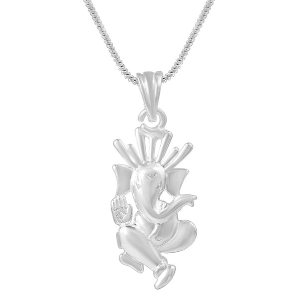 Missmister Pack Of 12 Silver Plated Ganesh Ganpati Chain Pendant   - PCOM4435
