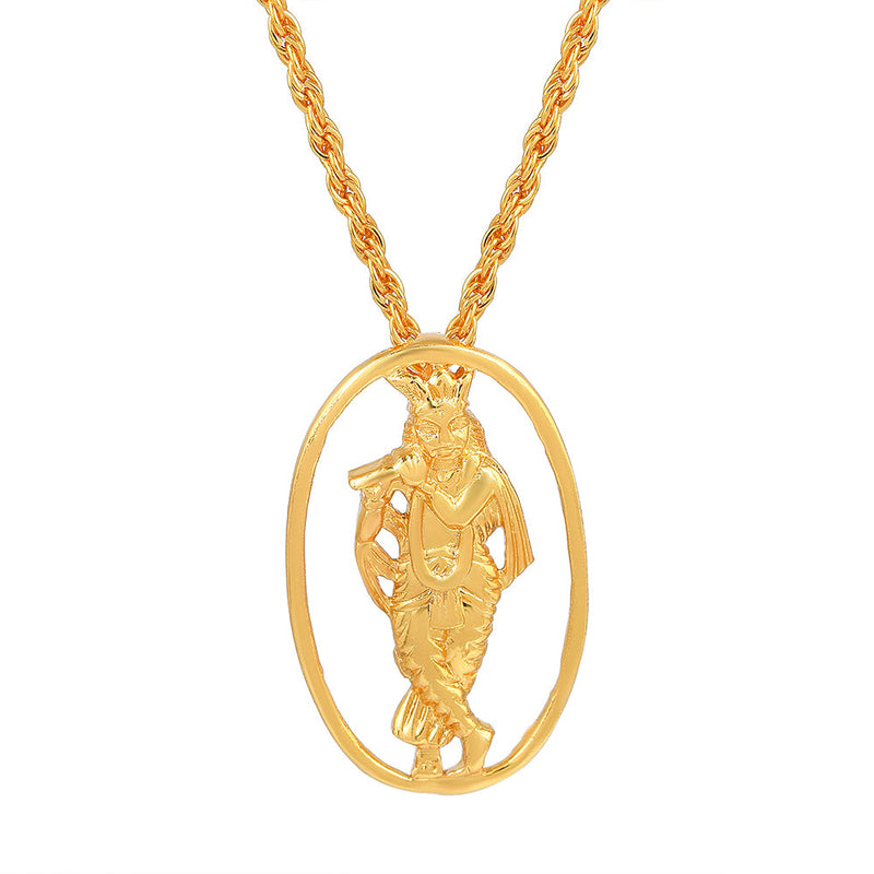 Missmister Pack Of 12 Gold Plated Krishna Chain Pendant   - PCOM4439