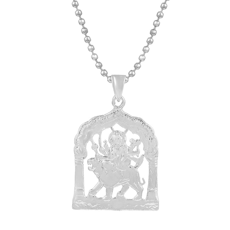 Missmister Pack Of 12 Silver Plated Sherawli Ma Durga Kaali Chain Pendant  - PCOM4447