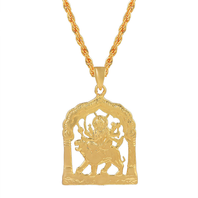 Missmister Pack Of 12 Gold Plated Sherawli Ma Durga Kaali Chain Pendant  - PCOM4448