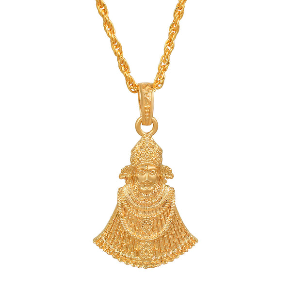 Missmister Brass Gold Plated Khatu Shyam Chain Pendant Hindu God Temple Jewellery Men Women (Pcom4470)