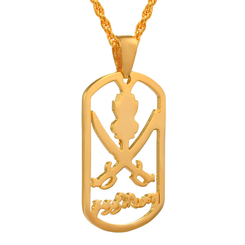 Missmister Brass Micron Gold Plated South Indian Vanniyar Symbol Locket Chain Pendant Necklace Men And Women (Pcom4478)