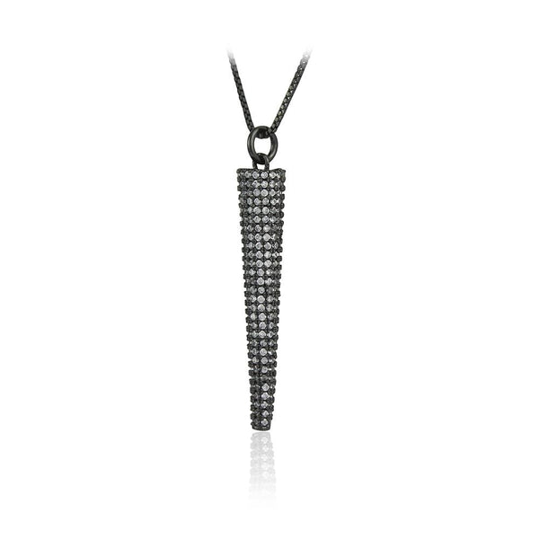 21 Nicole Jewellery Black Plated Cubic Zirconia Chain Pendant  - PD-019