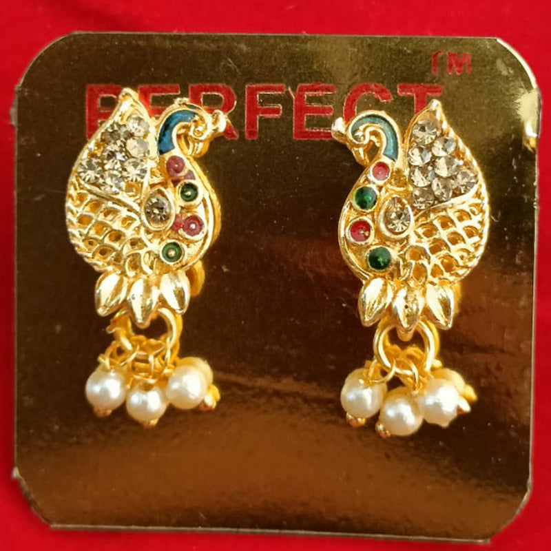 Perfect Gold Plated Pack Of 12 Austrian Stone Peacock Dangler Earrings -PFEAR05