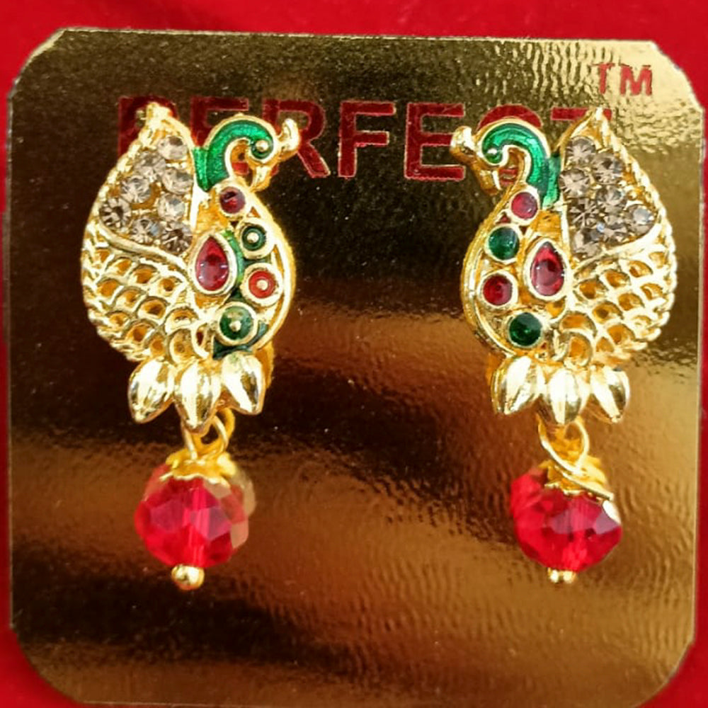 Perfect Gold Plated Pack Of 12 Austrian Stone Peacock Dangler Earrings -PFEAR09