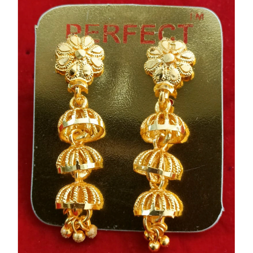 Perfect Gold Plated Pack Of 12 Jhumkis Earrings - PFEAR19