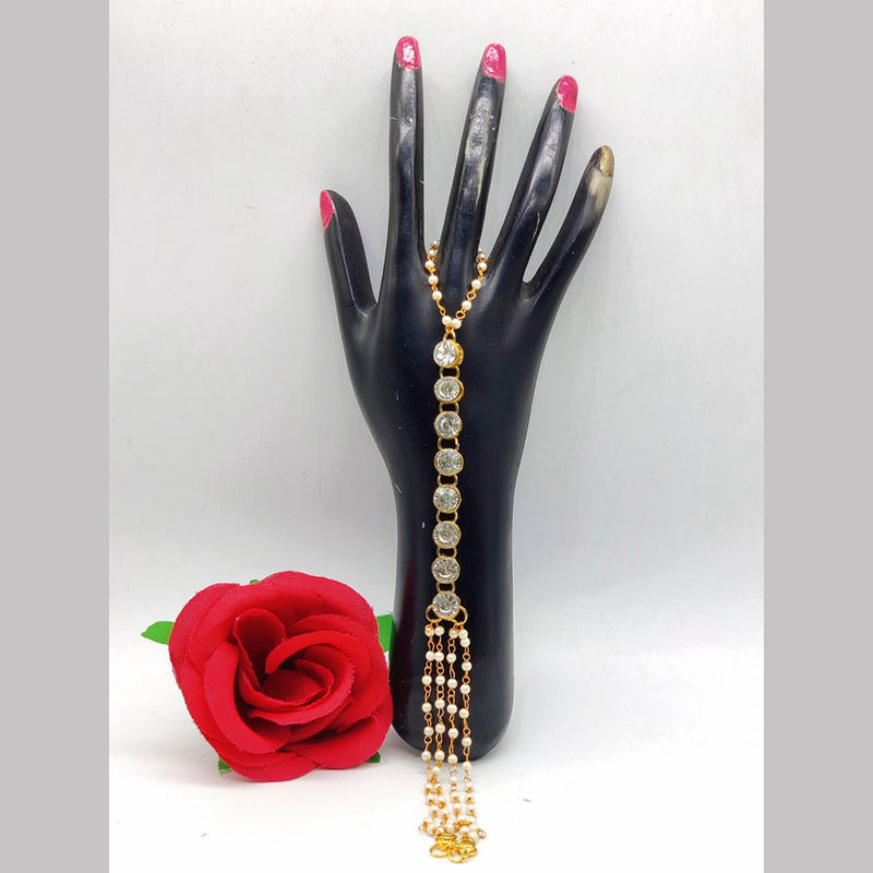 Pooja Bangles Gold Plated Crystal Stone Hand Harness