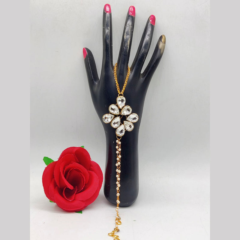 Pooja Bangles Gold Plated Crystal Stone Hand Harness