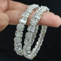 Pooja Bangles Silver Plated Ad Stone Bangles Set