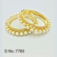 Pooja Bangles Austrian Stone & Pearl Gold Plated Bangles Set - PJBAN146