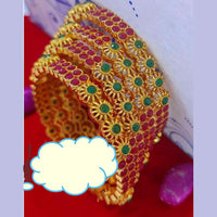 Pooja Bangles Pota Stone Gold Plated Bangles Set