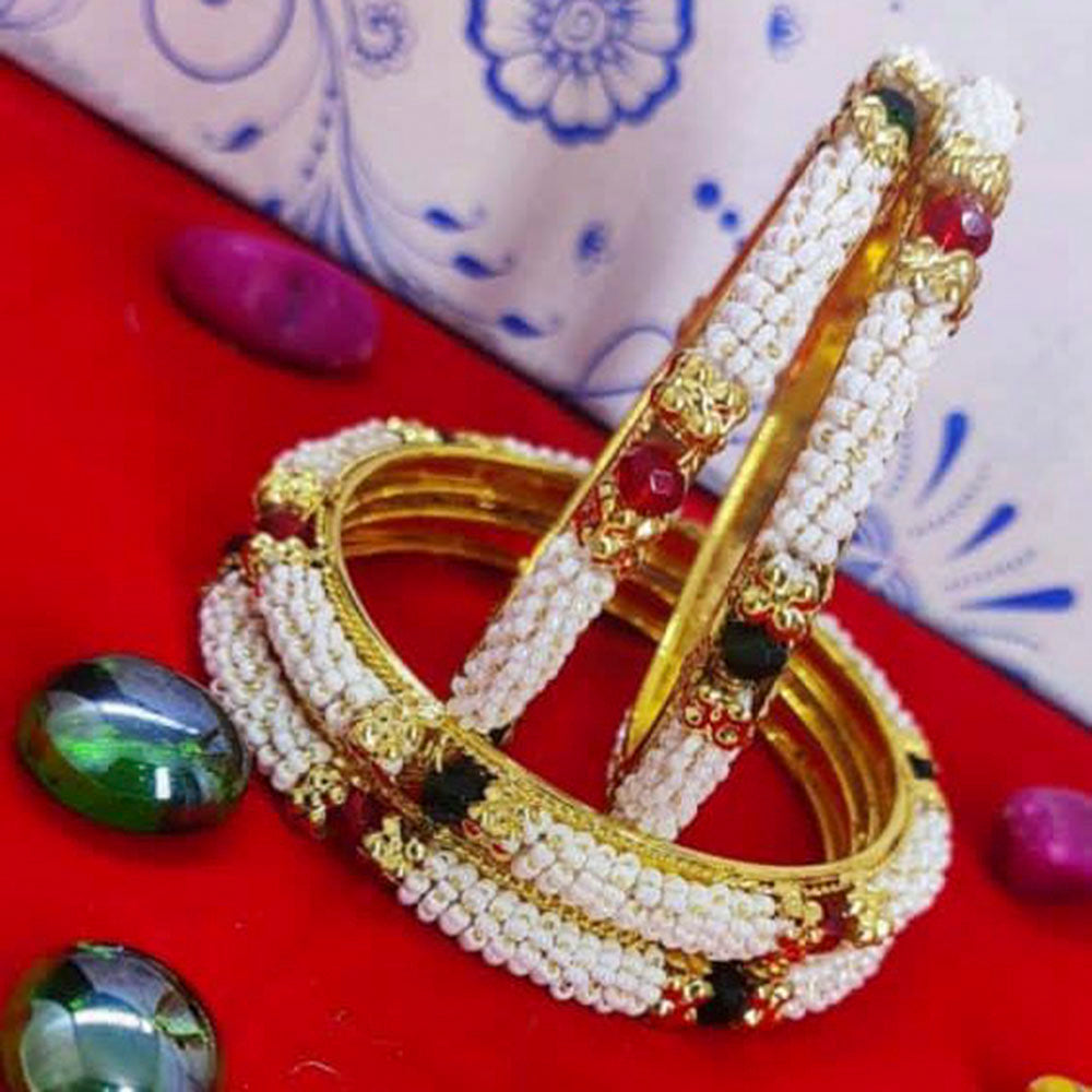 Pooja Bangles Pearl Gold Plated Bangles Set