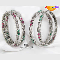 Pooja Bangles Silver Plated Pota Stone Bangles Set