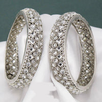 Pooja Bangles Silver Plated Crystal Stone Bangles Set