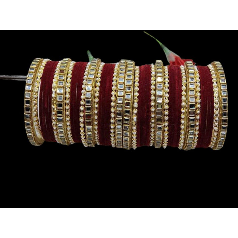 Pooja Bangles Kundan Stone & Thread Bangles