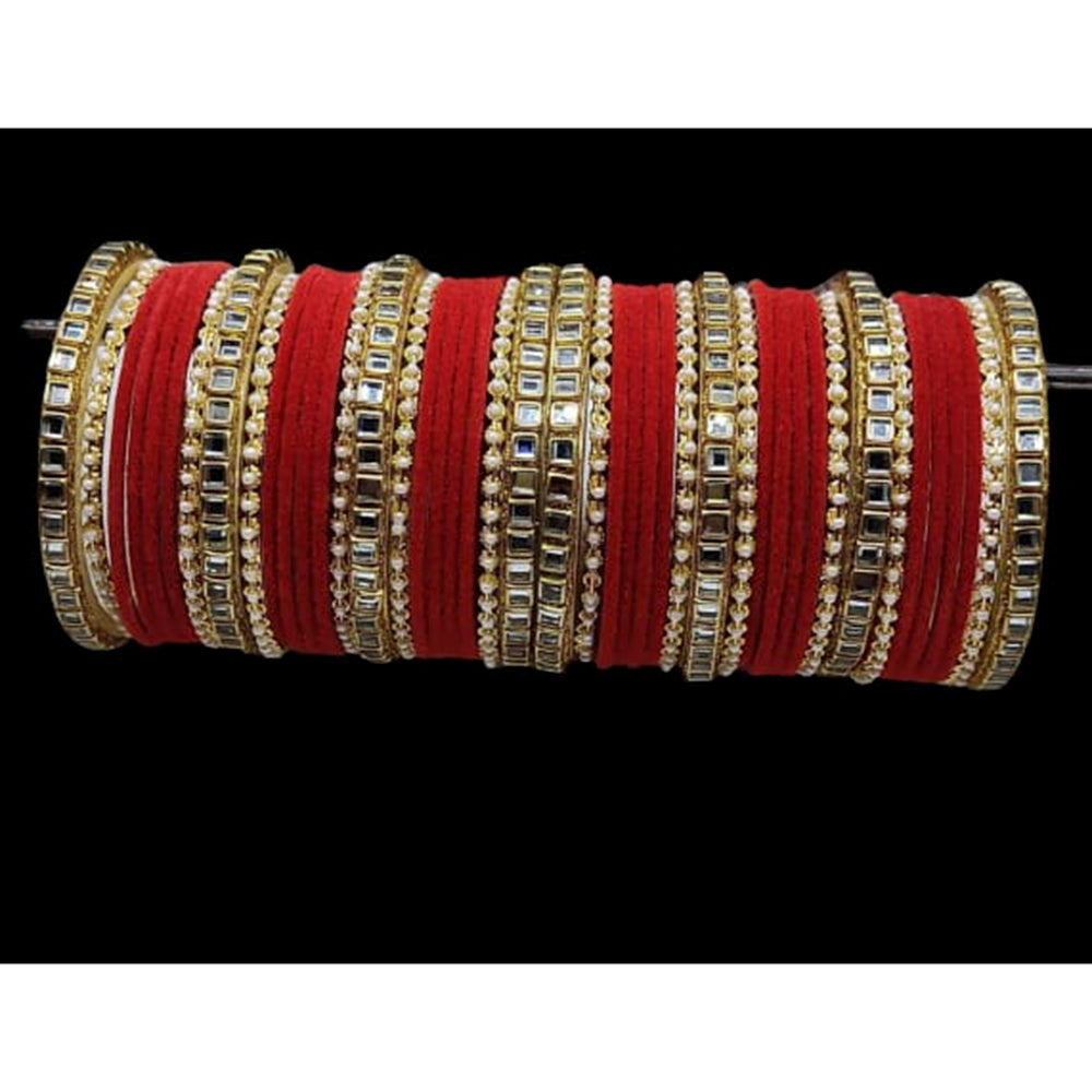 Pooja Bangles Kundan Stone & Thread Bangles