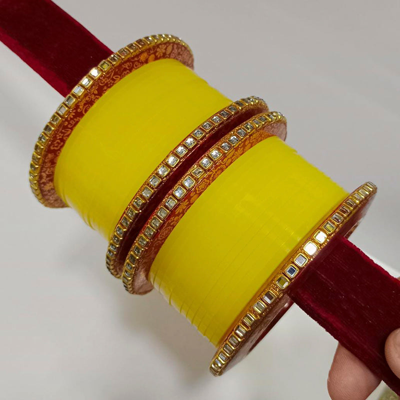 Pooja Bangles Gold Plated Kundan Stone Acrylic Bangles