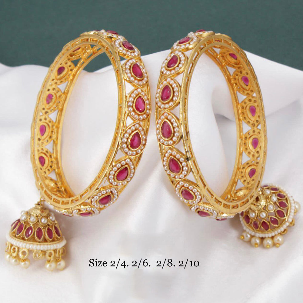 Pooja Bangles Gold Plated Kundan Stone Bangles Set