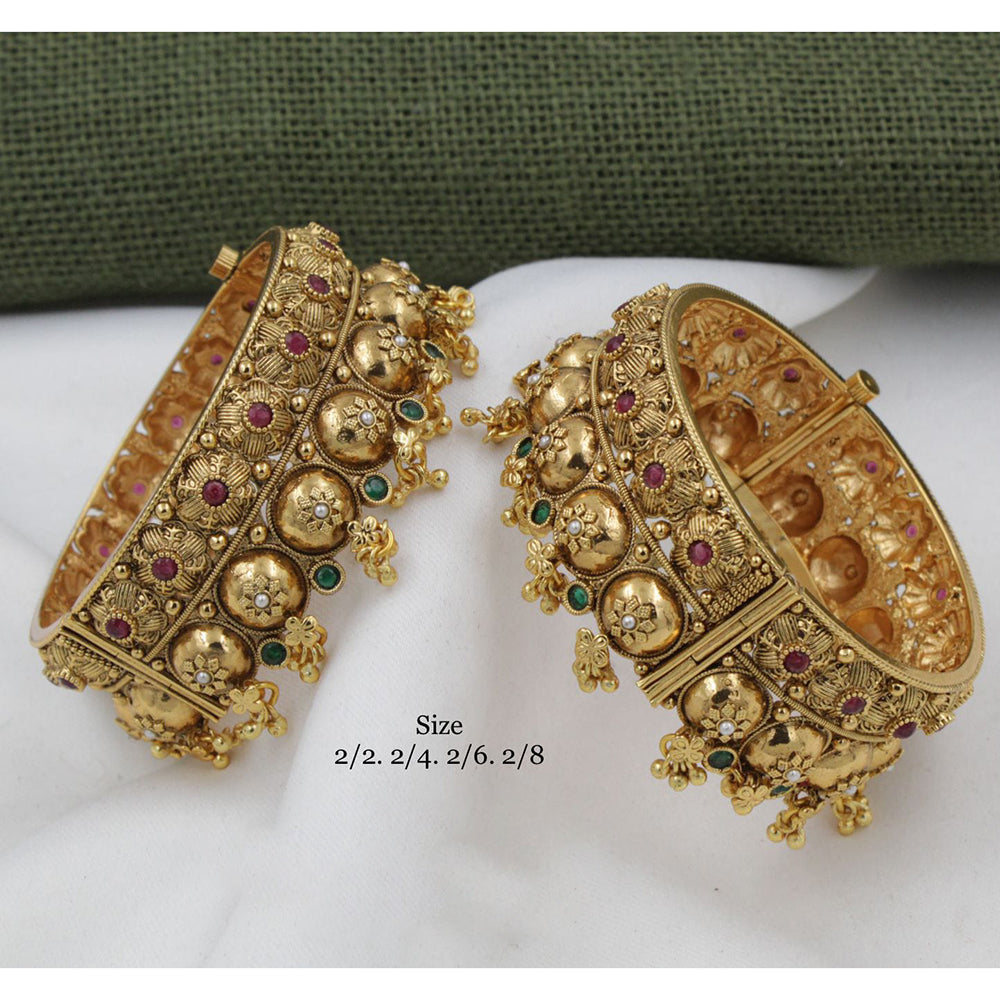Pooja Bangles Gold Plated Pota Stone Bangles Set