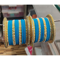 Pooja Bangles Gold Plated Kundan Stone & Thread Bangles