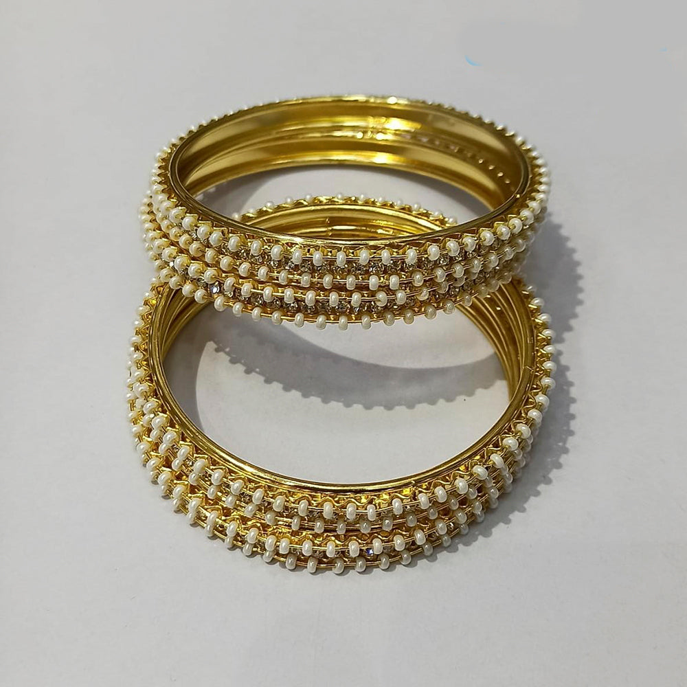 Pooja Bangles Pearl Gold Plated Bangles Set