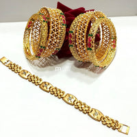 Pooja Bangles Gold Plated Ad Stone Jewellery Combo