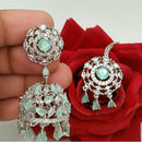 Pooja Bangles American Diamond Jhumki  Earrings With Maang Tikka