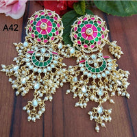 Pooja Bangles Gold Plated Meenakari & Kundan Stone Dangler Earrings