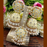 Pooja Bangles Kundan Stone & Meenakari Dangler Earrings With Maang Tikka