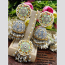 Pooja Bangles Kundan Stone & Meenakari Dangler Earrings With Maang Tikka