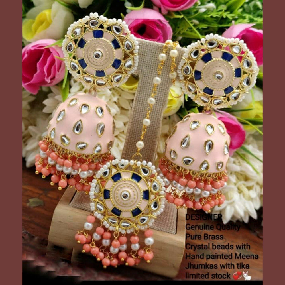 Pooja Bangles Kundan Stone & Meenakari Dangler Earrings With Maang Tikka