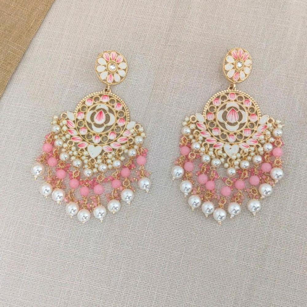 Pooja Bangles Gold Plated Beads & Meenakari Dangler Earrings