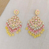 Pooja Bangles Gold Plated Beads & Meenakari Dangler Earrings