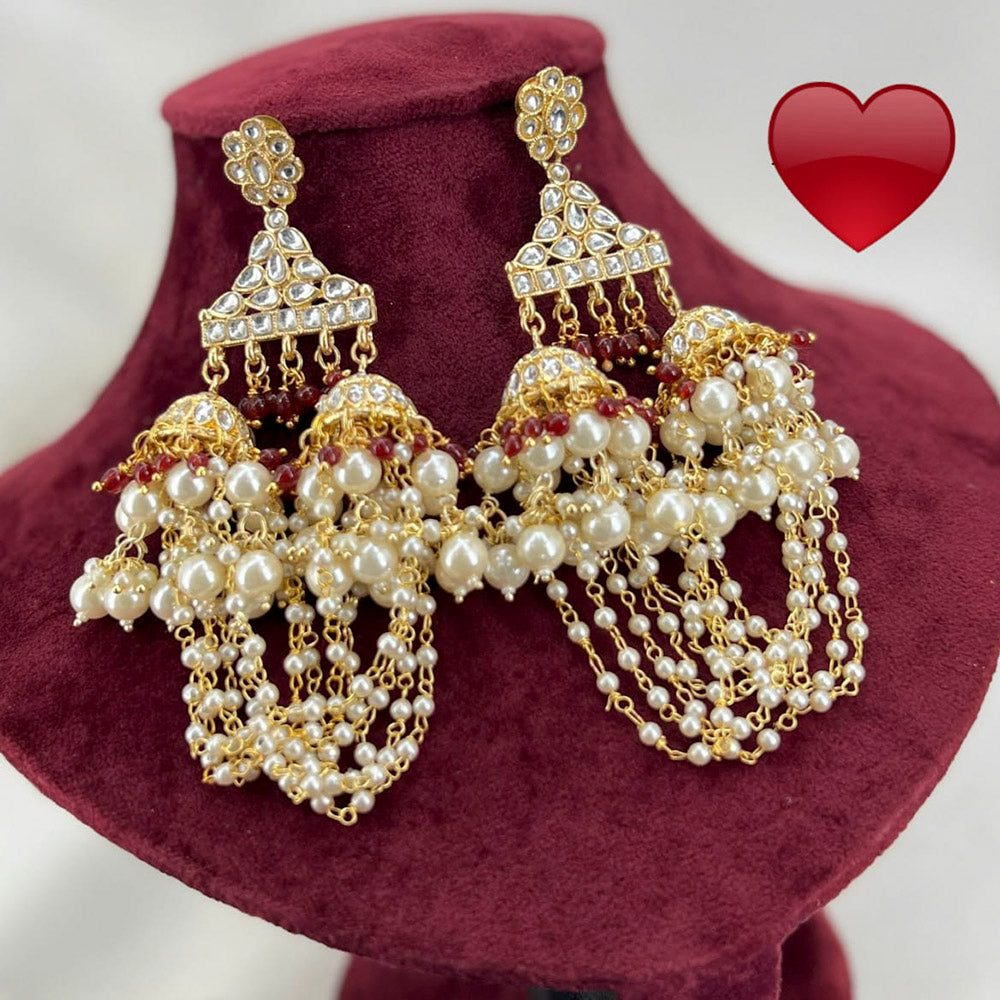Pooja Bangles Gold Plated Kundan Stone & Beads Dangler Earrings