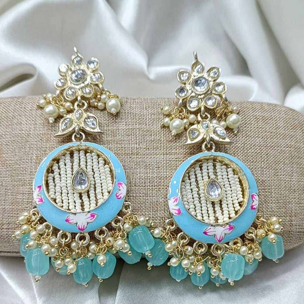 Pooja Bangles Gold Plated Kundan Stone & Meenakari Dangler Earrings