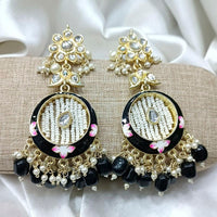Pooja Bangles Gold Plated Kundan Stone & Beads Dangler Earrings