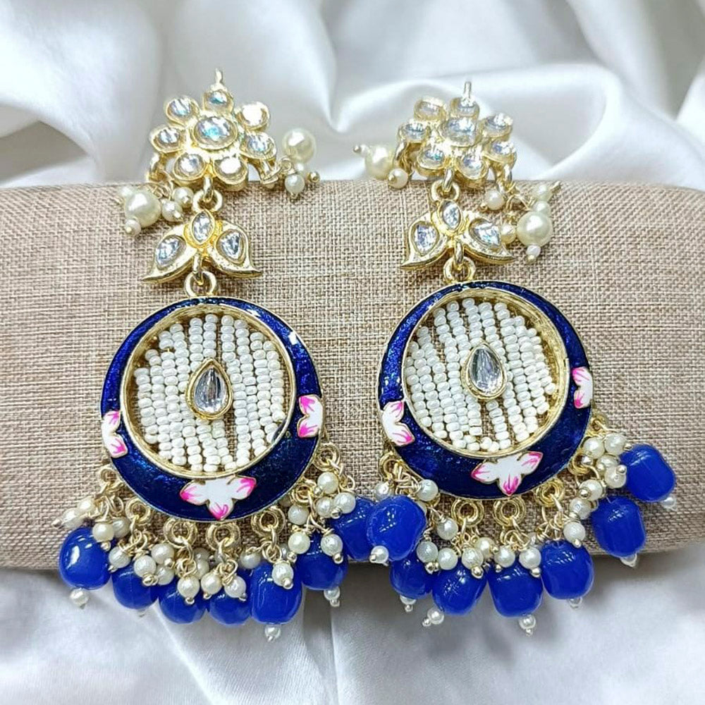 Pooja Bangles Gold Plated Kundan Stone & Beads Dangler Earrings