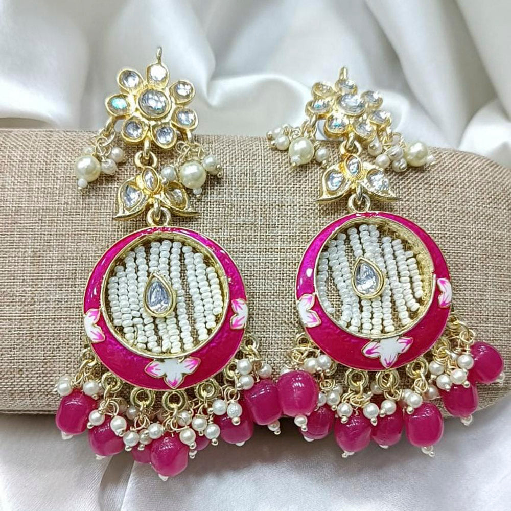 Pooja Bangles Gold Plated Kundan Stone & Beads Dangler Earrings