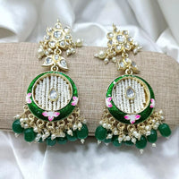 Pooja Bangles Gold Plated Kundan Stone & Beads Dangler Earrings
