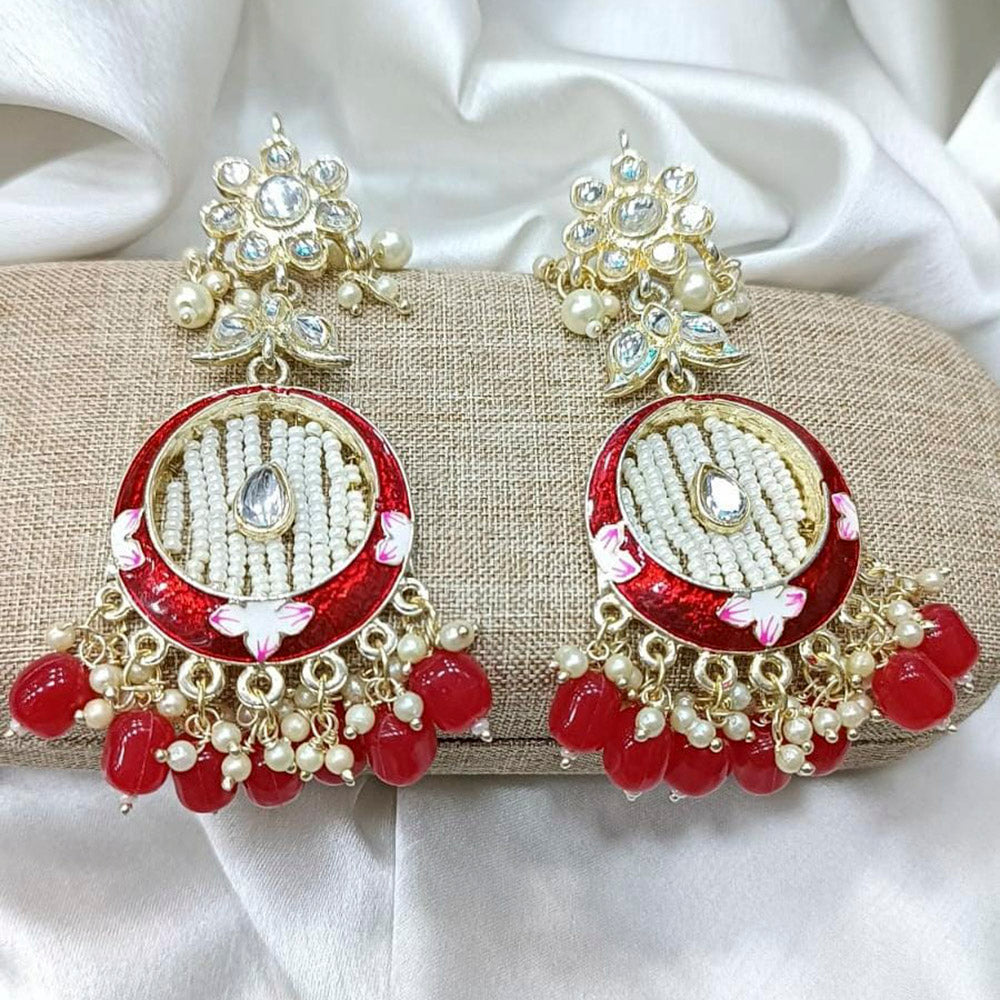 Pooja Bangles Gold Plated Kundan Stone & Beads Dangler Earrings