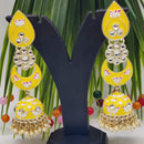 Pooja Bangles Gold Plated Kundan Stone & Meenakari Jhumkis Earrings