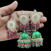 Pooja Bangles Kundan Stone & Meenakari  Jhumki Earrings With Maang Tikka