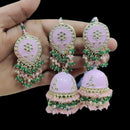 Pooja Bangles Kundan Stone & Meenakari  Jhumki Earrings With Maang Tikka