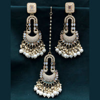 Pooja Bangles Pota Stone & Mirror Dangler Earrings With Maang Tikka
