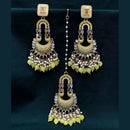 Pooja Bangles Pota Stone & Mirror Dangler Earrings With Maang Tikka