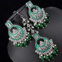 Pooja Bangles Crystal Stone & Beads Dangler Earrings With Maang Tikka