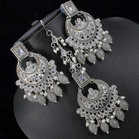 Pooja Bangles Crystal Stone & Beads Dangler Earrings With Maang Tikka