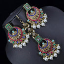Pooja Bangles Crystal Stone & Beads Dangler Earrings With Maang Tikka